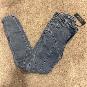 COPY - NWT Maniere de voir CONTOUR SEAM DETAIL SKINNY JEANS mid blue